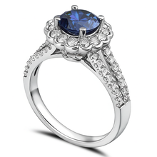 Afbeelding in Gallery-weergave laden, echte round saffier 2.25karaat ring close-up detail
