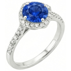 Ronde Sri Lanka blauwe saffier Natuurlijke echte diamanten ( niet in een laboratorium gekweekt ) ring gouden sieraden 4 karaat