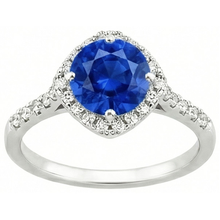Afbeelding in Gallery-weergave laden, Ronde Sri Lanka blauwe saffier diamanten ring gouden sieraden 4 karaat
