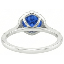 Afbeelding in Gallery-weergave laden, Ronde Sri Lanka blauwe saffier diamanten ring gouden sieraden 4 karaat
