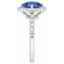 Afbeelding in Gallery-weergave laden, Ronde Sri Lanka blauwe saffier diamanten ring gouden sieraden 4 karaat
