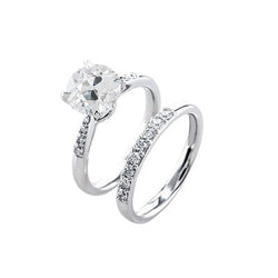 Ronde Trouwring Set Oude Mijnwerker geslepen Echt Diamanten Sieraden 2,25 Karaat