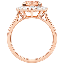 Afbeelding in Gallery-weergave laden, echte round morganiet 15karaat ring met diamantaccenten

