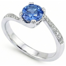 Afbeelding in Gallery-weergave laden, Ronde briljant geslepen 2,50 ct Sri Lanka saffier Natuurlijke echte diamanten ( niet in een laboratorium gekweekt ) ring wit goud
