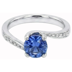 Ronde briljant geslepen 2,50 ct Sri Lanka saffier Natuurlijke echte diamanten ( niet in een laboratorium gekweekt ) ring wit goud
