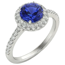 Afbeelding in Gallery-weergave laden, Ronde briljant geslepen 6.75 ct tanzaniet en Natuurlijke echte diamanten ( niet in een laboratorium gekweekt ) ring goud wit
