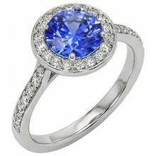Afbeelding in Gallery-weergave laden, echte round saffier 2karaat ring close-up detail
