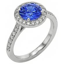 Afbeelding in Gallery-weergave laden, echte round saffier 2karaat ring op wit

