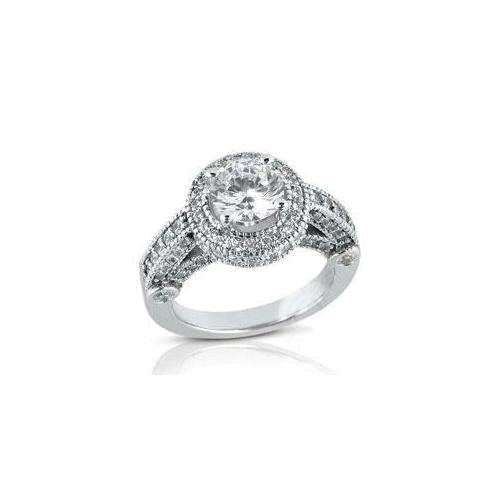Ronde diamanten Halo-ring in antieke stijl, fijn goud 1,50 ct. - harrychadent.nl