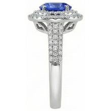 Afbeelding in Gallery-weergave laden, Ronde echte Tanzanite natuurlijke Natuurlijke echte diamanten ( niet in een laboratorium gekweekt ) Split Fancy Ring 2,65 karaat
