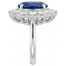 Afbeelding in Gallery-weergave laden, Ronde en ovale Ceylon saffier 6 karaat Natuurlijke echte diamanten ( niet in een laboratorium gekweekt ) ring wit goud 14K
