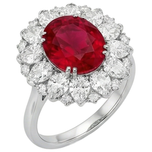 Afbeelding in Gallery-weergave laden, Ronde en Peervormige Diamanten met Robijn IGI GECERTIFICEERDE Ring 17.75 Ct Witgoud 14K
