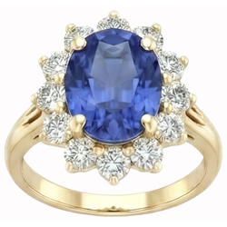 Ronde geslepen Sri Lanka blauwe saffier Natuurlijke echte diamanten ( niet in een laboratorium gekweekt ) 3 ct ring