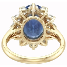 Afbeelding in Gallery-weergave laden, Ronde geslepen Sri Lanka blauwe saffier Natuurlijke echte diamanten ( niet in een laboratorium gekweekt ) 3 ct ring
