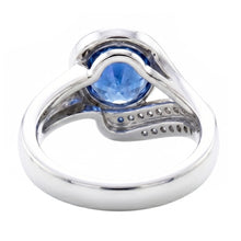 Afbeelding in Gallery-weergave laden, Ronde geslepen blauwe saffier en Natuurlijke echte diamanten ( niet in een laboratorium gekweekt ) 2.50 ct ring wit goud 14k
