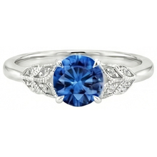 Afbeelding in Gallery-weergave laden, Ronde geslepen blauwe saffier met Natuurlijke echte diamanten ( niet in een laboratorium gekweekt ) 2.25 ct ring nieuw wit goud 14k

