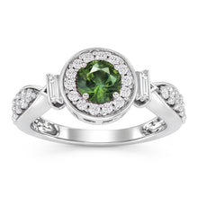 Afbeelding in Gallery-weergave laden, Ronde groene saffier Natuurlijke echte diamanten ( niet in een laboratorium gekweekt ) ring witgouden sieraden 1.35 ct.
