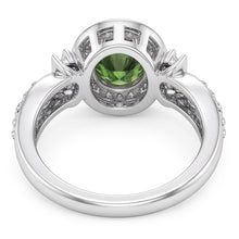Afbeelding in Gallery-weergave laden, Ronde groene saffier Natuurlijke echte diamanten ( niet in een laboratorium gekweekt ) ring witgouden sieraden 1.35 ct.

