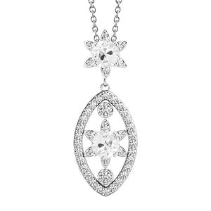 Ronde oud Geslepen Echt Diamanten Hanger 4 Karaat met Ketting wit Goud 14K
