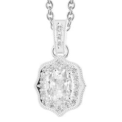 Ronde & Ovale Oude Mijnwerker Halo Echt Natuurlijk uit de a aarde gewonnen Diamanten Hanger 4.50 Karaat Witgoud 14K