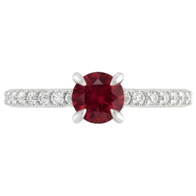 Afbeelding in Gallery-weergave laden, Ronde robijn en Natuurlijke echte diamanten ( niet in een laboratorium gekweekt ) ring 0,95 karaat
