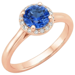 Echte Saffier Ring 2.50 Karaat - 14K Roségoud