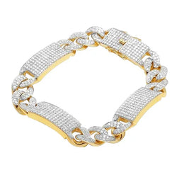 Ronde 14 Karaat Kleine Echte Natuurlijke uit de aarde gewonnen Diamanten Iced Out Heren Armband Geelgoud