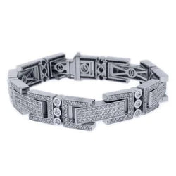 Ronde 18 Karaat Echte Natuurlijke uit de aarde gewonnen Diamanten Heren Armband Witgoud 14K