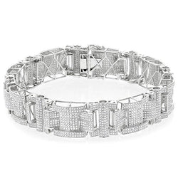 Ronde 24-Karaats Echt Diamanten Herenarmband Massief Wit Goud 14K Sieraden