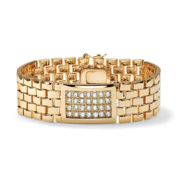 Ronde Briljant Geslepen 6 Karaat Echt Diamanten Heren Armband 14K YG