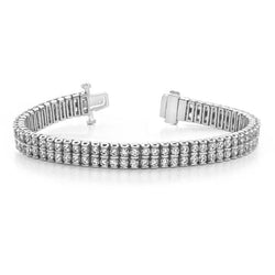 Ronde Briljant Geslepen 9,60 Ct Twee Rij Echt Diamanten Armband Wit Goud 14K