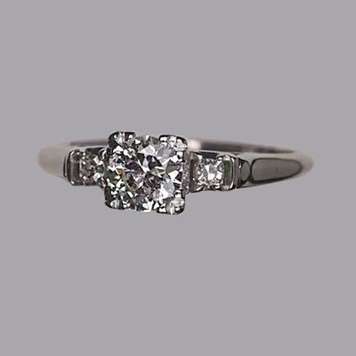 Ronde Drie Stenen Oude Mijn Geslepen Echt Diamanten ring 1,25 Karaat