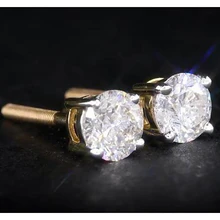 Afbeelding in Gallery-weergave laden, Ronde Echt Diamant 1,80 Karaat Oorknopjes Mand Instelling Geel Goud 14K
