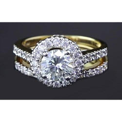 Ronde Echt Diamant 3 Karaat Jubileumring Split Shank Sieraden Halo