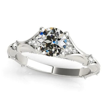 Ronde Echt Diamant Oude Mijn Geslepen Fancy Ring Gespleten Schacht Goud 2,50 Karaat