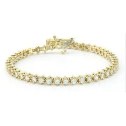 Ronde Natuurlijke uit de aarde gewonnen Diamanten Basic Tennisarmband 8.28 Karaat 14K Geelgoud