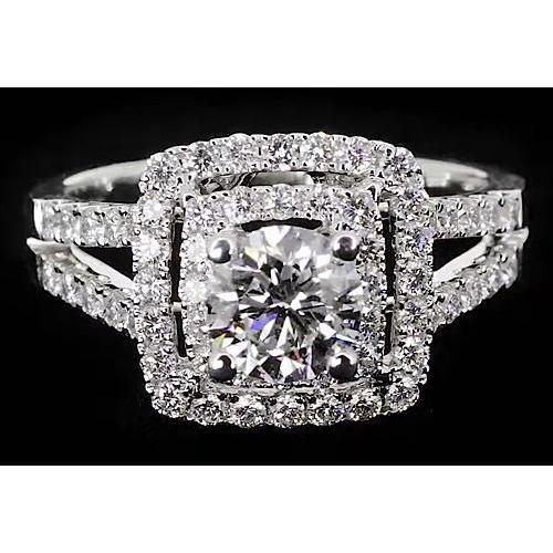 Ronde Echt Diamanten Halo-Stijl Jubileumring 3 Karaat