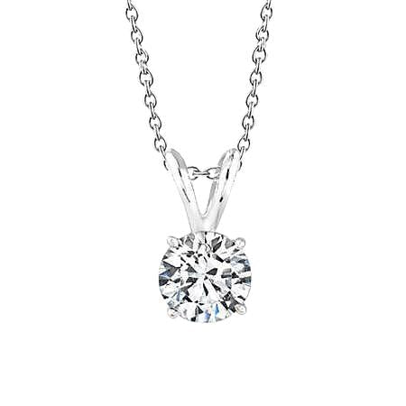 Ronde Echt Diamanten Hanger Ketting Met Ketting 0,75 Karaat Witgoud 14K