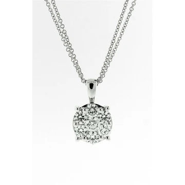 Ronde Echt Diamanten Hanger Ketting Van 3,75 Ct Witgoud 14K