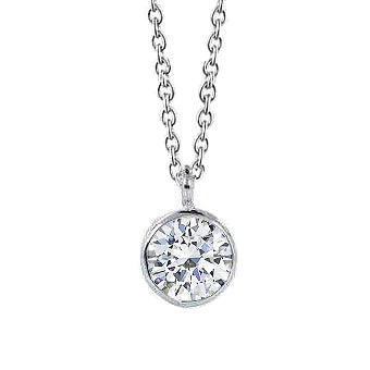 Ronde Echt Diamanten Hanger Met Ketting 2 Ct Bezel Set Wit Goud 14K