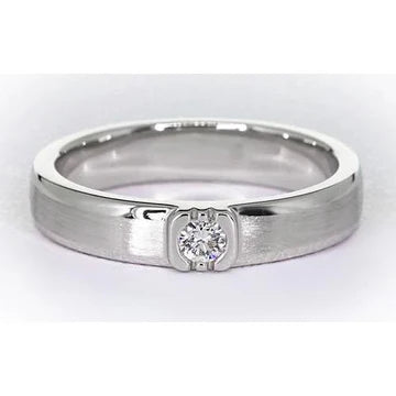 Ronde Echt Diamanten Herenring Met Geborstelde Afwerking 14K 0,50 Karaat Witgoud