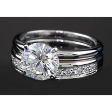Afbeelding in Gallery-weergave laden, Ronde Natuurlijke uit de aarde gewonnen Diamanten Jubileum Ring Set 3 Karaat Prong Gezet Witgoud 14K
