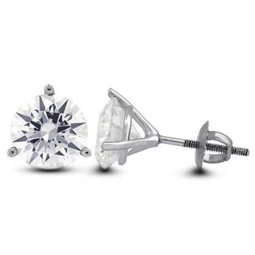 Ronde Echt Diamanten Martini-Stijl 2,10 Ct. Dames Stud Earring Wit Goud