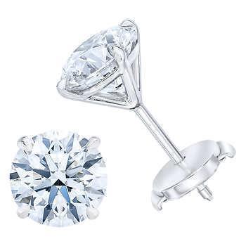 Ronde Echt Diamanten Oorknopjes Paar 2,40 Ct Witgoud 14K Fijne Sieraden