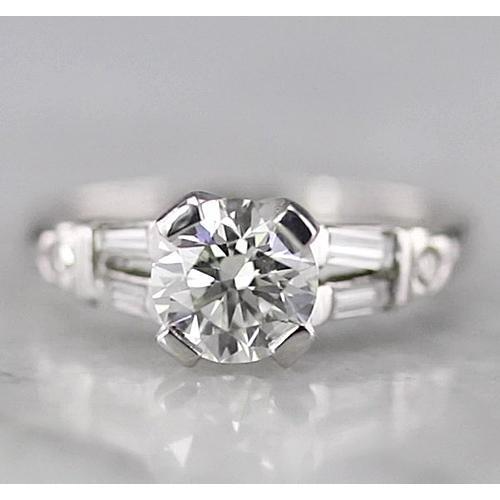 Ronde Echt Diamanten Ring 1,75 Karaat Met Stokbrood Wit Goud 14K
