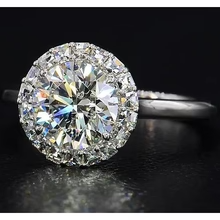 Afbeelding in Gallery-weergave laden, Ronde Echt Diamanten Ring Halo-Stijl 5,50 Karaat Witgoud 14K
