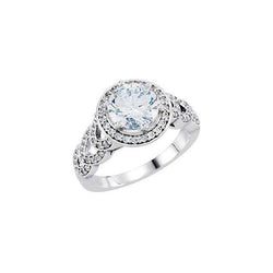 Ronde Echt Diamanten Solitaire Met Accenten Halo Ring 1,86 Ct.