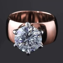 Afbeelding in Gallery-weergave laden, Ronde Echt Diamanten Solitaire Ring 2,50 Karaat Dikke Schacht Rose Goud 14K
