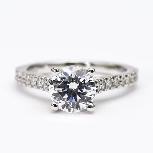 Ronde Echt Diamanten Solitaire Ring Met Accenten