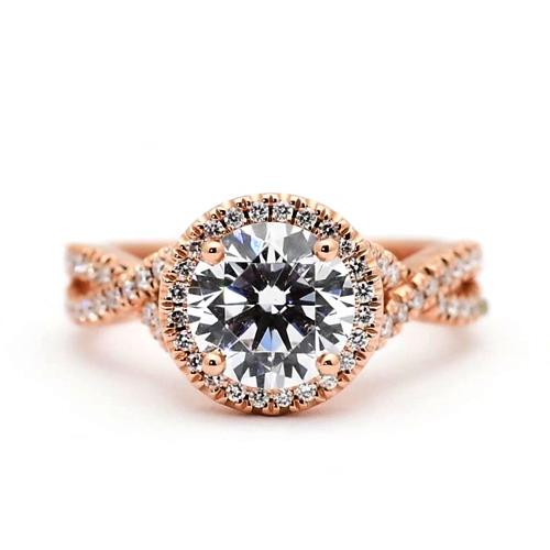 Ronde Echt Diamanten Verlovingsring 2.50 Karaat 14k Rose Goud